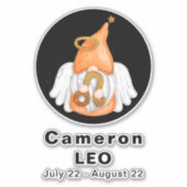 Gnome Leo Astrology Sign Angel 8" VinylSticker Sticker (Voorkant)