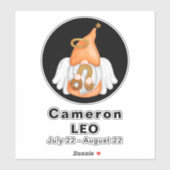 Gnome Leo Astrology Sign Angel 8" VinylSticker Sticker (Vel)