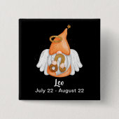 Gnome Leo Astrology Sign Angel Pinback Button (Voorkant)