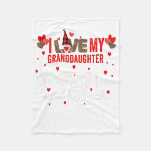 Gnome Leopard Valentines Day Love My Granddaughter Fleece Deken