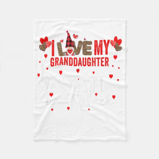 Gnome Leopard Valentines Day Love My Granddaughter Fleece Deken (Voorkant)