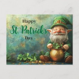 Gnome Leprechaun en Pot of Gold St. Patrick's Day Briefkaart