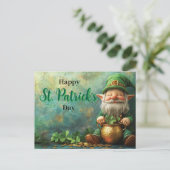 Gnome Leprechaun en Pot of Gold St. Patrick's Day Briefkaart (Staand voorkant)