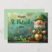 Gnome Leprechaun en Pot of Gold St. Patrick's Day Feestdagenkaart (Voorkant / Achterkant)