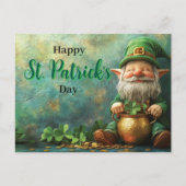 Gnome Leprechaun en Pot of Gold St. Patrick's Day Feestdagenkaart (Voorkant)