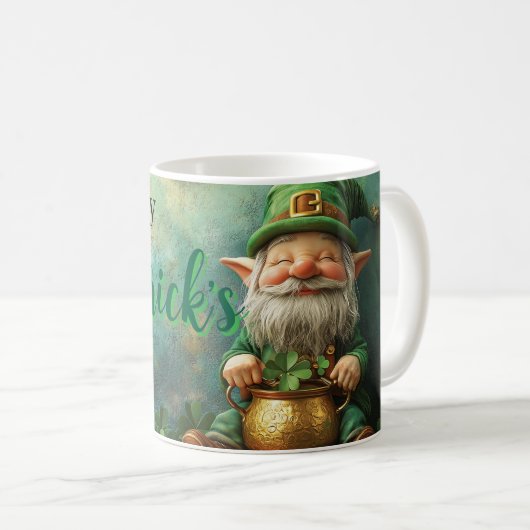 Gnome Leprechaun en Pot of Gold St. Patrick's Day Koffiemok (Voorkant rechts)