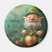 Gnome Leprechaun en Pot of Gold St. Patrick's Day Magneet (Voorkant)