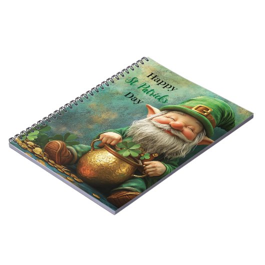 Gnome Leprechaun en Pot of Gold St. Patrick's Day Notitieboek (Linkerzijde)