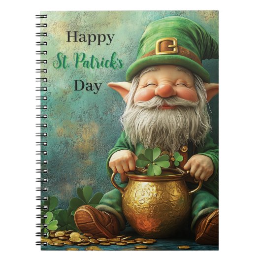 Gnome Leprechaun en Pot of Gold St. Patrick's Day Notitieboek (Voorkant)