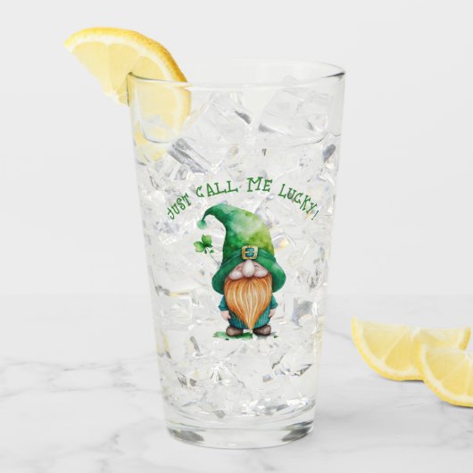 Gnome Leprechaun - Noem me gewoon Lucky Persoonlij Glas (Voorkant ijs)