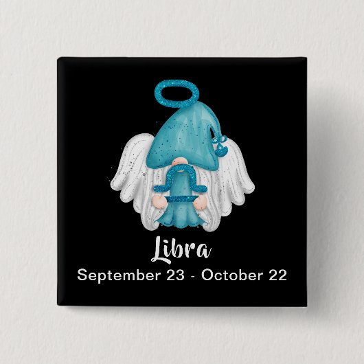 Gnome Libra Astrology Sign Angel Pinback Button (Voorkant)