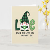 Gnome Liefde Hart Patroon Kaart (Gele Bloem)