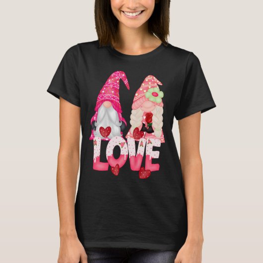 Gnome Liefde Paar Valentijnsdag Schattigee Gnomen T-shirt (Voorkant)