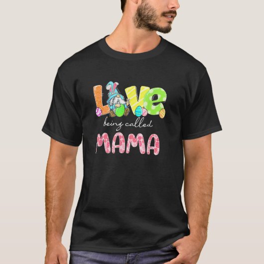 Gnome Love Being Called Mama Easter Day Family Mat T-shirt (Voorkant)