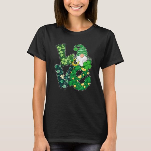 Gnome Love Funny St Patrick Day T-shirt (Voorkant)