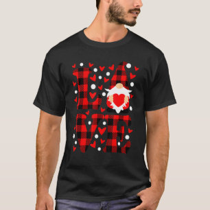 Gnome Love Holding Heart Buffalo Play Happy Valen T-shirt