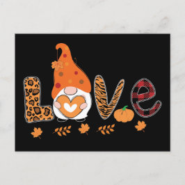Gnome Love Pumpkin laat Thanksgiving over Briefkaart
