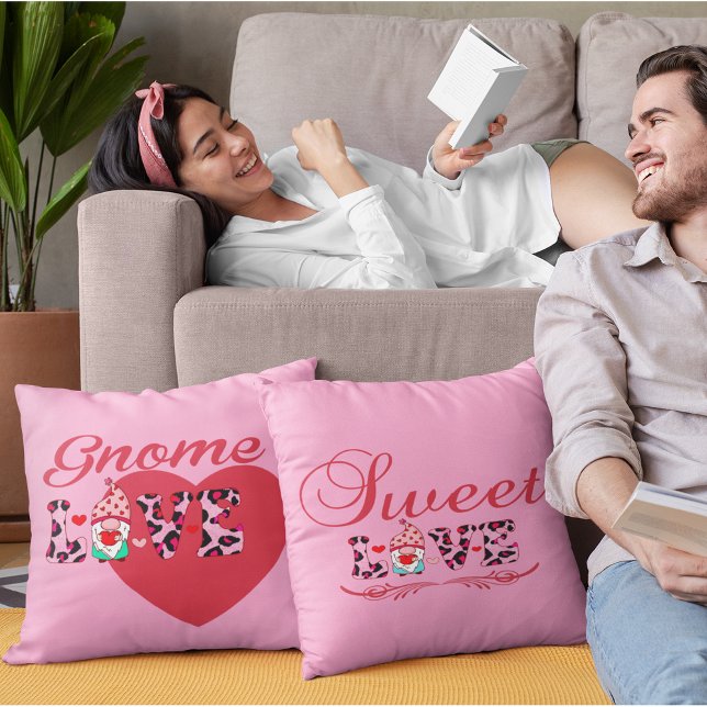 Gnome Love Sweet Love Valentijns Kussen (Gnome Love Sweet Love Valentines Throw Pillow)