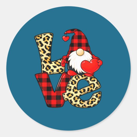 Gnome Love Valentine Gnomes Valentines Day Men Wom Ronde Sticker (Voorkant)