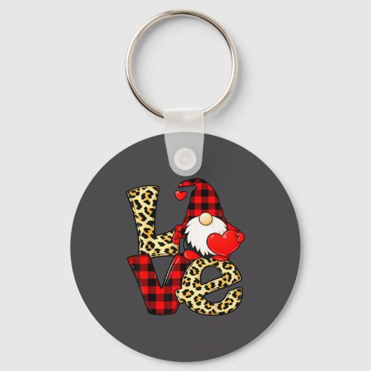 Gnome Love Valentine Gnomes Valentines Day Men Wom Sleutelhanger (Voorkant)