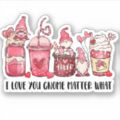 Gnome Love You Pink Red Coffee Valentijns's Sticker (Voorkant)
