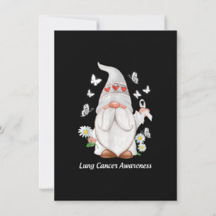 Gnome Lung Cancer Awareness with White Ribbon Gift Kaart