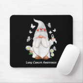 Gnome Lung Cancer Awareness with White Ribbon Gift Muismat (Met muis)