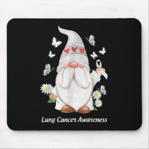 Gnome Lung Cancer Awareness with White Ribbon Gift Muismat