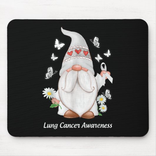 Gnome Lung Cancer Awareness with White Ribbon Gift Muismat (Voorkant)