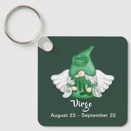 Gnome Maagd Astrologie Sterrenbeeld Engel Sleutelhanger (Voorkant)