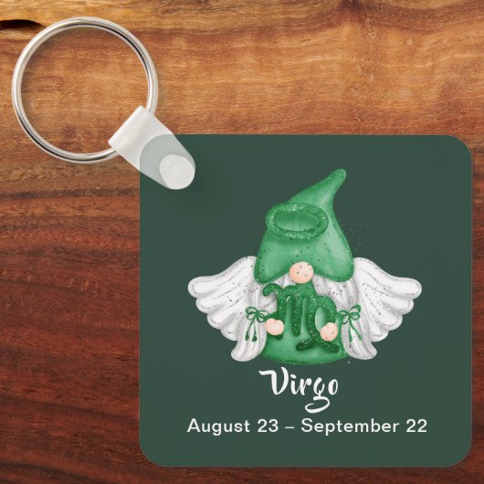 Gnome Maagd Astrologie Sterrenbeeld Engel Sleutelhanger (Voorkant)