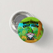 Gnome, maak de aarde weer groot, milieu ronde button 3,2 cm (Voorkant /achterkant)
