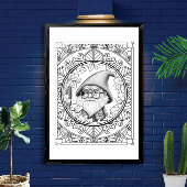 Gnome Mandala Adult Coloring Poster