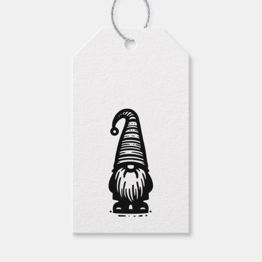 Gnome Merry Christmas Black & White Cute Doodle Cadeaulabel (Voorkant)