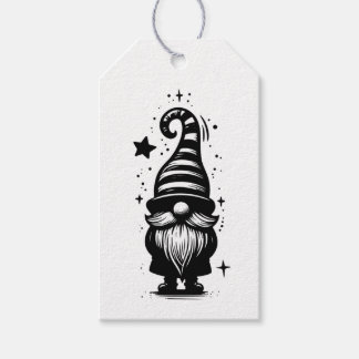 Gnome Merry Christmas Chic Grunge Black & White Cadeaulabel