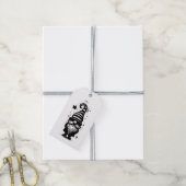 Gnome Merry Christmas Chic Grunge Black & White Cadeaulabel (Met Touw)