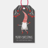 Gnome Merry Christmas Holly Berries Cadeaulabel (Voorkant)