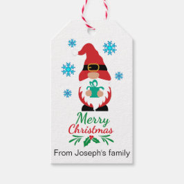 Gnome merry kerst cadeaulabel
