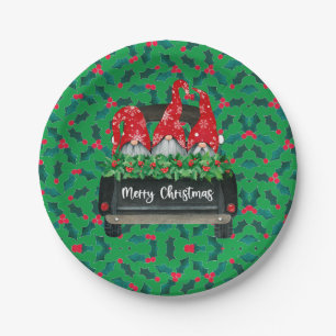 Gnome Merry kerst Holly Papieren Bordje