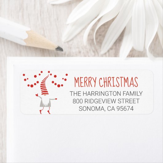 Gnome Merry kerstfeestay Return-adreslabel Etiket (Insitu)