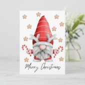 Gnome Merry Kerstkoekje Snowflakes Candy Cane Feestdagenkaart (Staand voorkant)