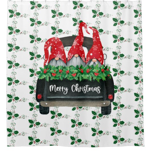 Gnome Merry Kerstmis Douchegordijn (Voorkant)