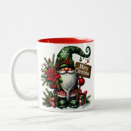 Gnome Merry Kerstmis Tweekleurige Koffiemok (Links)