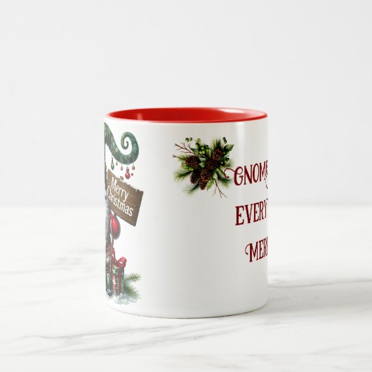 Gnome Merry Kerstmis Tweekleurige Koffiemok (Center)