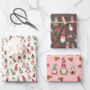 Gnome Merry Little Kerstmis Inpakpapier Vel