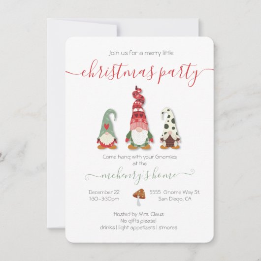 Gnome Merry Little Kerstparty Kaart (Voorkant)