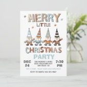 Gnome Merry Little Kerstparty nodiging Kaart (Staand voorkant)