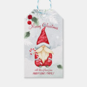 Gnome Merry waterverf-sneeuwachtergrond voor kerst Cadeaulabel (Voorkant)