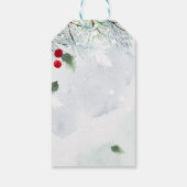 Gnome Merry waterverf-sneeuwachtergrond voor kerst Cadeaulabel (Achterkant)