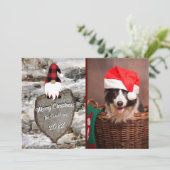 Gnome met berkenrood geruite Gesneden Hart foto Feestdagenkaart (Staand voorkant)